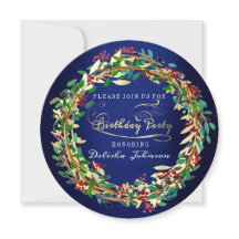 Fiesta de cumpleaños Floral Elegante Marina Azul O