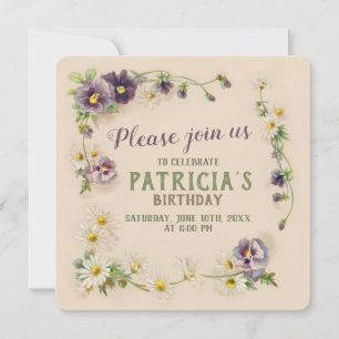 Invitación Fiesta de cumpleaños Floral garland CC1057