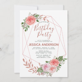 Invitación Fiesta de cumpleaños floral geométrica del