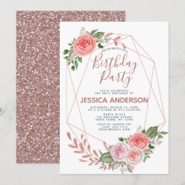 Invitación Fiesta de cumpleaños floral geométrica del