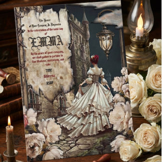 Invitación Fiesta de cumpleaños floral gótica victoriana