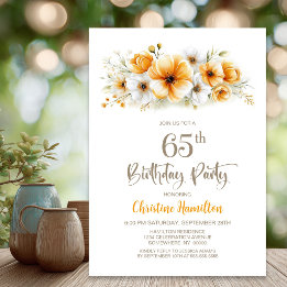 Invitación Fiesta de cumpleaños floral naranja 65