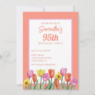 Invitación Fiesta de cumpleaños floral número 95