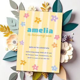 Invitación Fiesta de cumpleaños floral retro