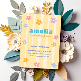 Invitación Fiesta de cumpleaños floral retro