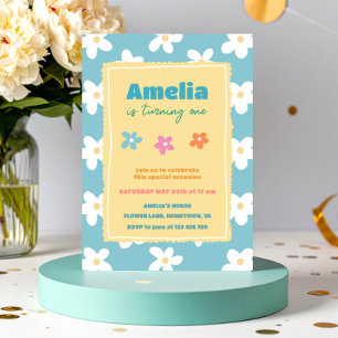 Invitación Fiesta de Cumpleaños Floral Retro Colorida