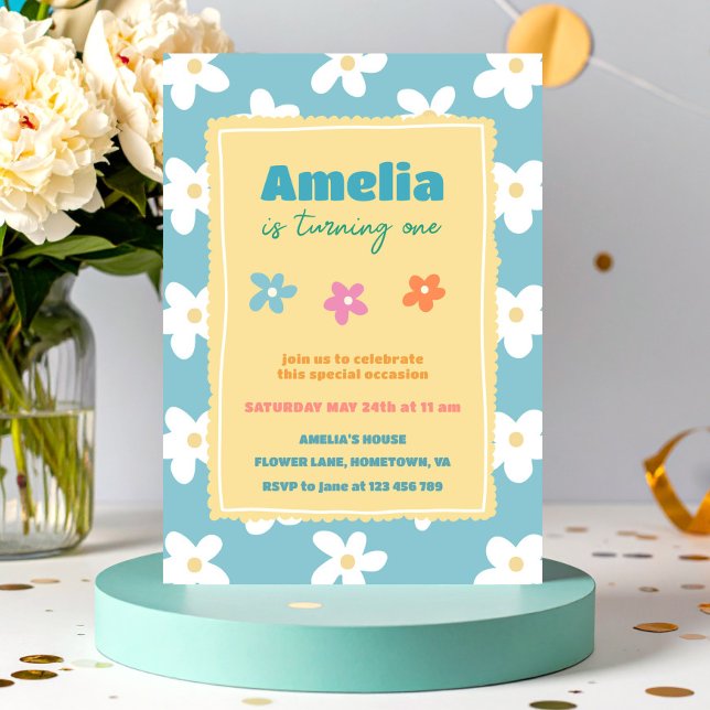 Invitación Fiesta de Cumpleaños Floral Retro Colorida (Subido por el creador)