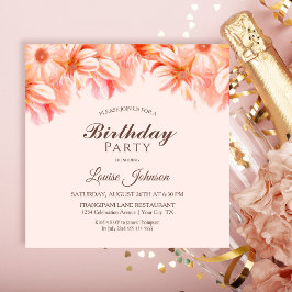 Invitación Fiesta de cumpleaños floral rosa de Rubor