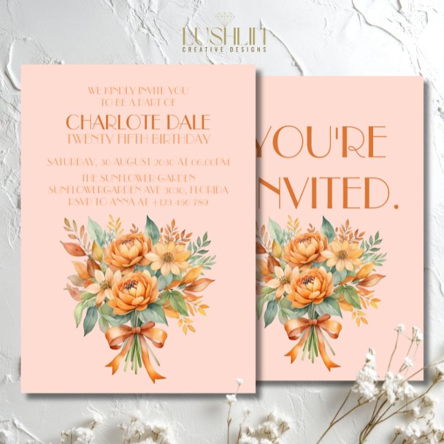 Invitación Fiesta de cumpleaños floral rústica de otoño (Subido por el creador)