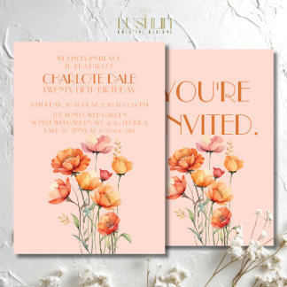Invitación Fiesta de cumpleaños floral rústica de otoño