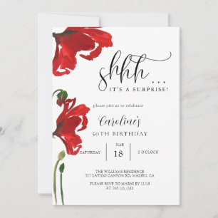 Invitación Fiesta de cumpleaños Floral Simple Surprise