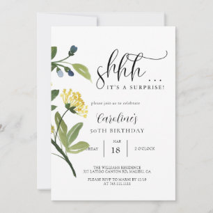 Invitación Fiesta de cumpleaños Floral Simple Surprise