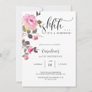 Invitación Fiesta de cumpleaños Floral Simple Surprise