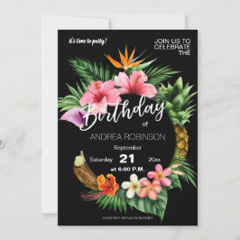 Invitación Fiesta de cumpleaños floral tropical hawaiana - Ne