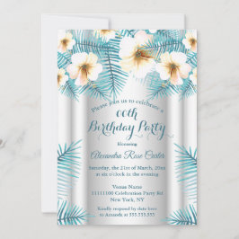 Invitación Fiesta de cumpleaños floral tropical tropical azul