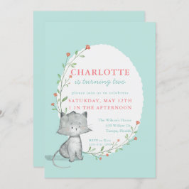 Invitación Fiesta de cumpleaños floral Verde azulada de Kitte