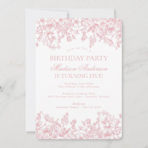 Invitación Fiesta de cumpleaños floral vintage chinoiserie ro