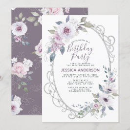 Invitación Fiesta de cumpleaños floral Violet Rosa