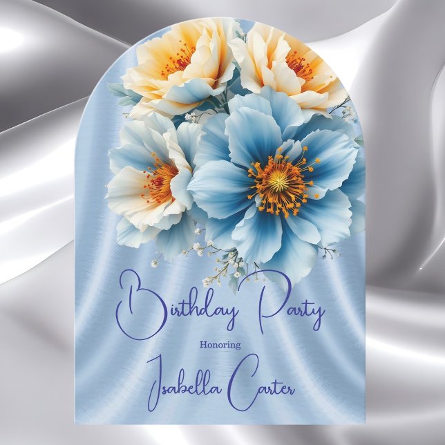 Invitación Fiesta de Cumpleaños Flores Azules Amarillas Bonit (Subido por el creador)