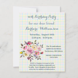 Invitación Fiesta de Cumpleaños Flores de acuarela de cualqui