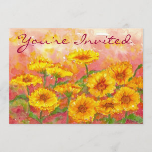 Invitación Fiesta de cumpleaños Flores de color amarillo mari