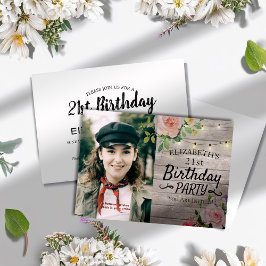 Invitación Fiesta de cumpleaños Flores de cuerda de madera Fo