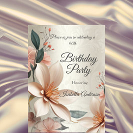 Invitación Fiesta de cumpleaños Flores de melocotón floral be