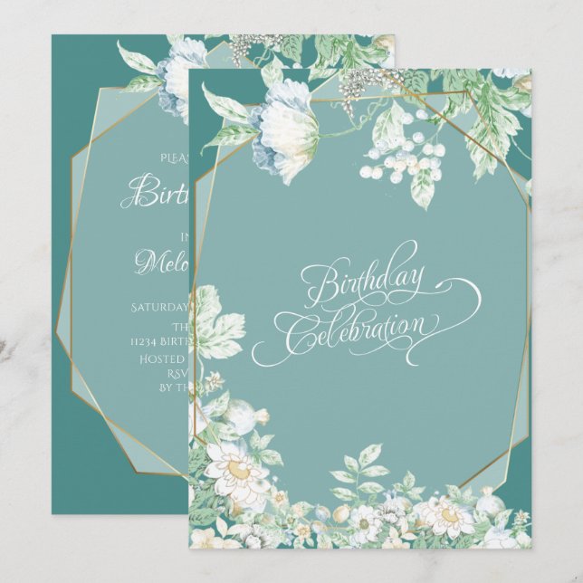 Invitación Fiesta de cumpleaños | Flores silvestres y bayas g (Anverso / Reverso)