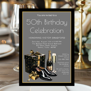 Invitación Fiesta de Cumpleaños Formal de Hombres con Corbata