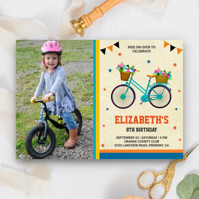Invitación Fiesta de Cumpleaños Foto de Niños en Bicicleta Ad (Subido por el creador)