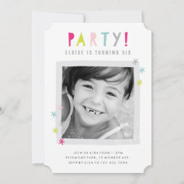Invitación Fiesta de Cumpleaños Foto de Niños Moderna Colorid