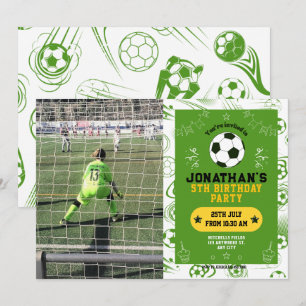 Invitación Fiesta de Cumpleaños Foto Fútbol Niños Deportes