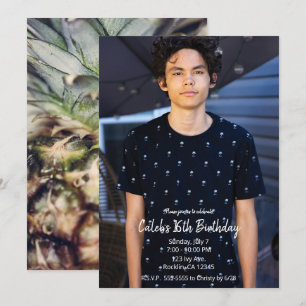 Invitación Fiesta de Cumpleaños Foto Moderna de Piña Tropical