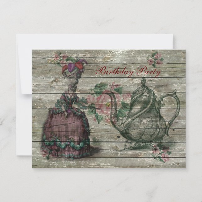 Invitación fiesta de cumpleaños francesa de Antonieta del (Anverso)