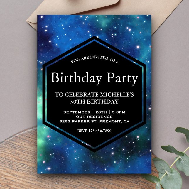 Invitación Fiesta de Cumpleaños Galaxia Espacial Celestial Mo (Subido por el creador)
