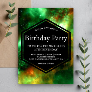 Invitación Fiesta de Cumpleaños Galaxia Espacio Cúmulos de Es