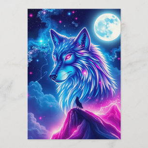 Invitación Fiesta de Cumpleaños Galaxia Lobo Estrellas Cósmic