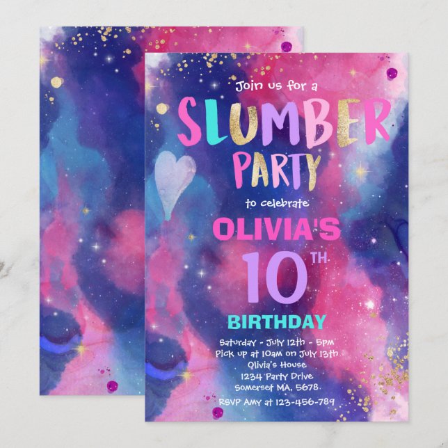 Invitación Fiesta de cumpleaños Galaxy entre Fiesta de madrig (Anverso / Reverso)