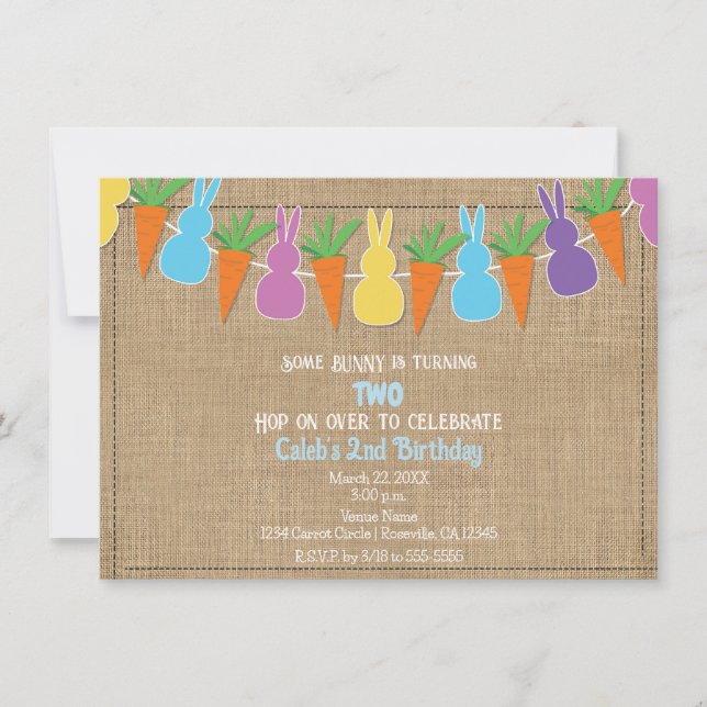 Invitación Fiesta de cumpleaños Garland de los conejitos de P (Anverso)