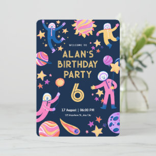 Invitación Fiesta de cumpleaños genial moderna simple espacio
