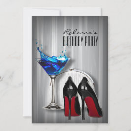 Invitación fiesta de cumpleaños giratoria de lenguado rojo