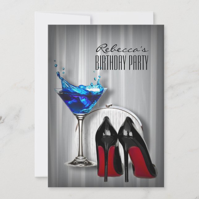 Invitación fiesta de cumpleaños giratoria de lenguado rojo (Anverso)