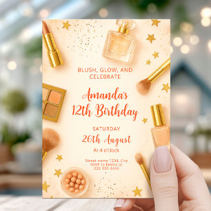 Invitación Fiesta de cumpleaños Glam Blush and Glow