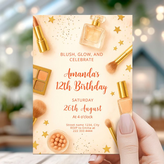 Invitación Fiesta de cumpleaños Glam Blush and Glow (Subido por el creador)