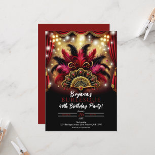 Invitación Fiesta de Cumpleaños Glam con Plumas y Luces de Bu