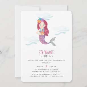 Invitación Fiesta de cumpleaños glamour de sirena