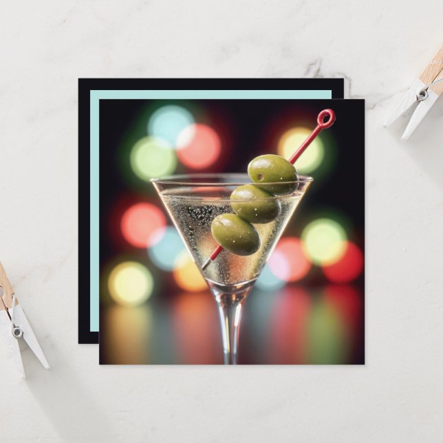 Invitación Fiesta de cumpleaños Glass Martini (Anverso/Reverso In Situ)