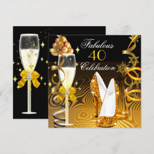 Invitación Fiesta de Cumpleaños Glitter Dorado Amarillo Fabul