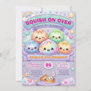 Invitación Fiesta de Cumpleaños Glitter Dumpling Squishy