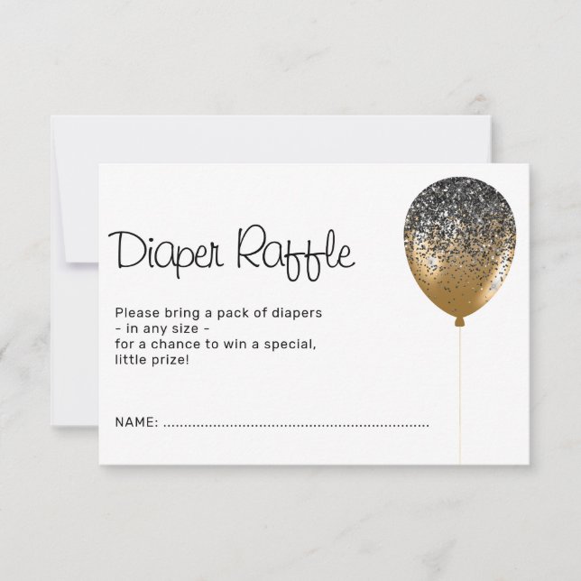 Invitación Fiesta de cumpleaños Glitz Glam Balloon Diaper Raf (Anverso)